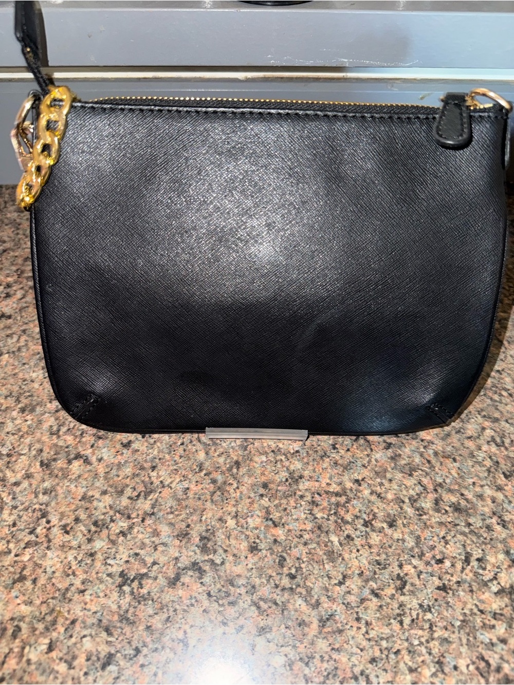 Sisley Black Saffiano leather Wristlet EUC - Picture 2 of 5